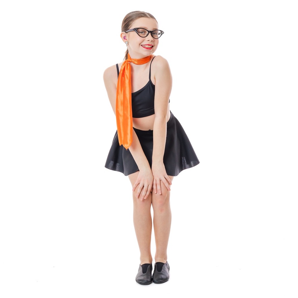 Black dance skater skirt and sports bra set